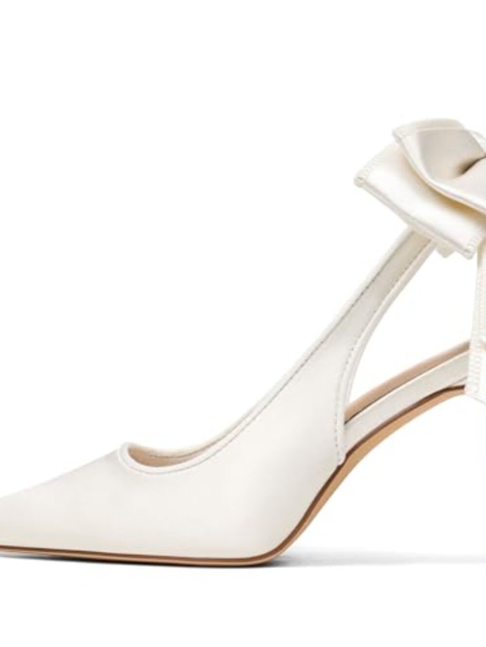 Satin Bow Back Slingback Pointed Toe Stiletto Heel Wedding Pumps